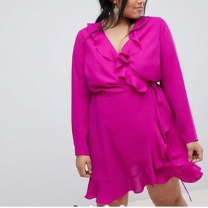 ASOS CURVE Ruffle Wrap Mini Dress